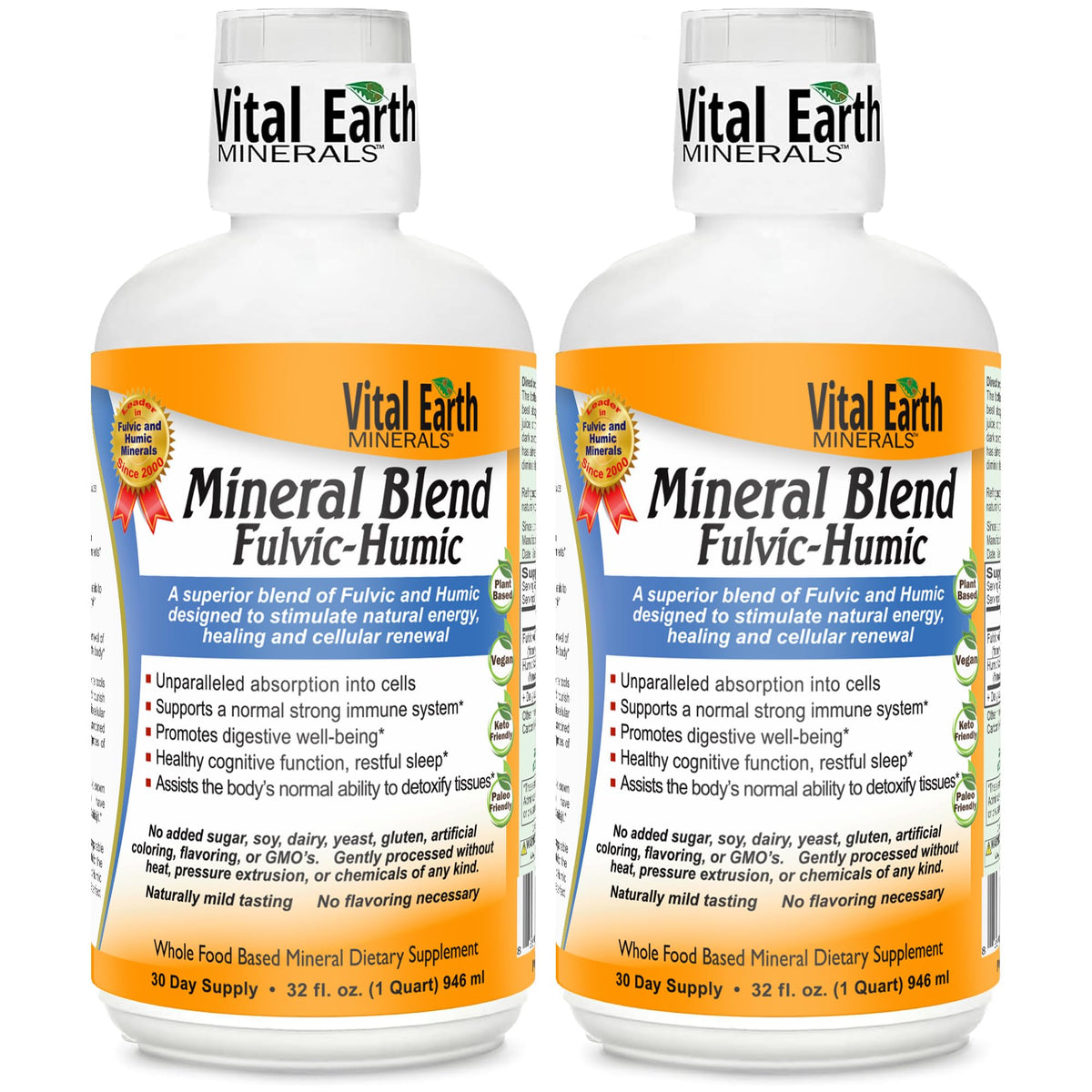 Vital Earth Minerals Mélange Minéral Fulvic Humic 2-Pack 32 Oz vue avant