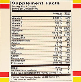 Vital Fuerte H3 100 capsules avec dimensions sur un fond neutre