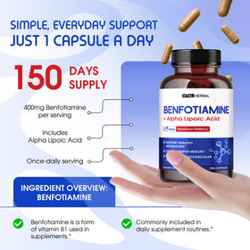 VITAL HERBAL Benfotiamine 150 Capsules vue de côté