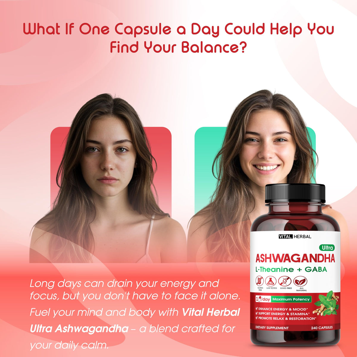 VITAL HERBAL Complexe Ashwagandha vue arrière avec ingrédients