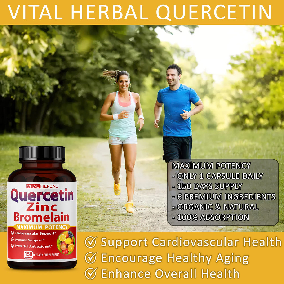 VITAL HERBAL Quercétine Pureté Élevée 98% utilisation quotidienne