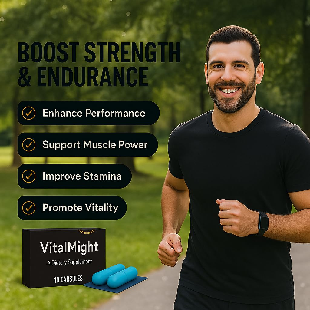 Vital Might, complément alimentaire en capsules, sur un fond neutre