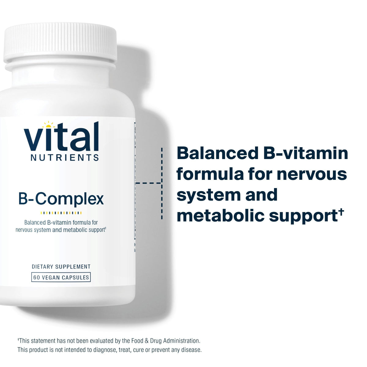 Vital Nutrients B-Complex 60 capsules en gros plan sur la capsule