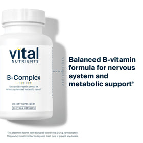 Vital Nutrients B-Complex 60 capsules en gros plan sur la capsule