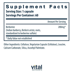 Vital Nutrients Berberine 200 mg vue de côté de la boîte