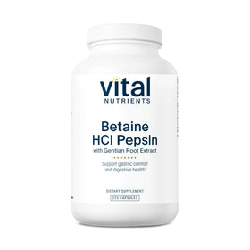 Vital Nutrients Betaine HCL Pepsin 225 capsules, vue avant de l'emballage