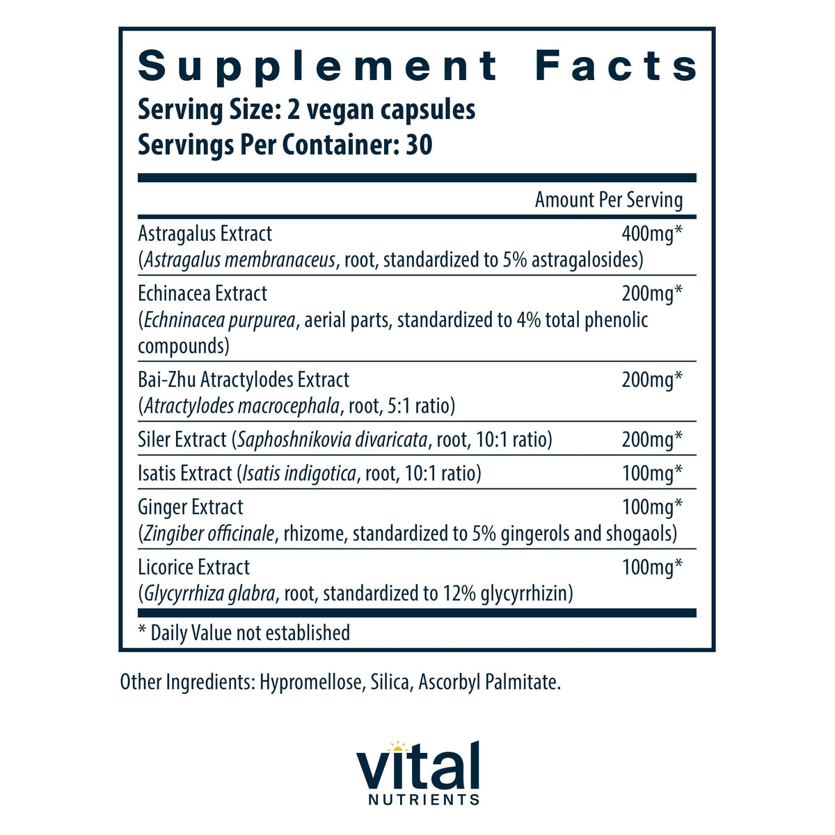Vital Nutrients Complément Alimentaire 60 Capsules emballage