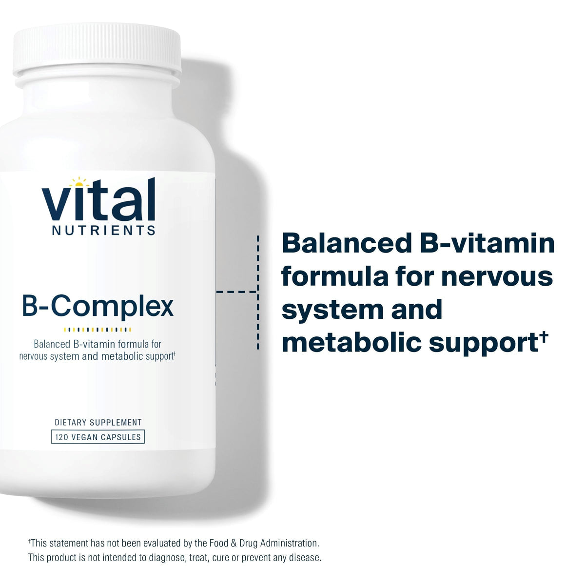 Vital Nutrients Complexe de Vitamines B 120 capsules côté