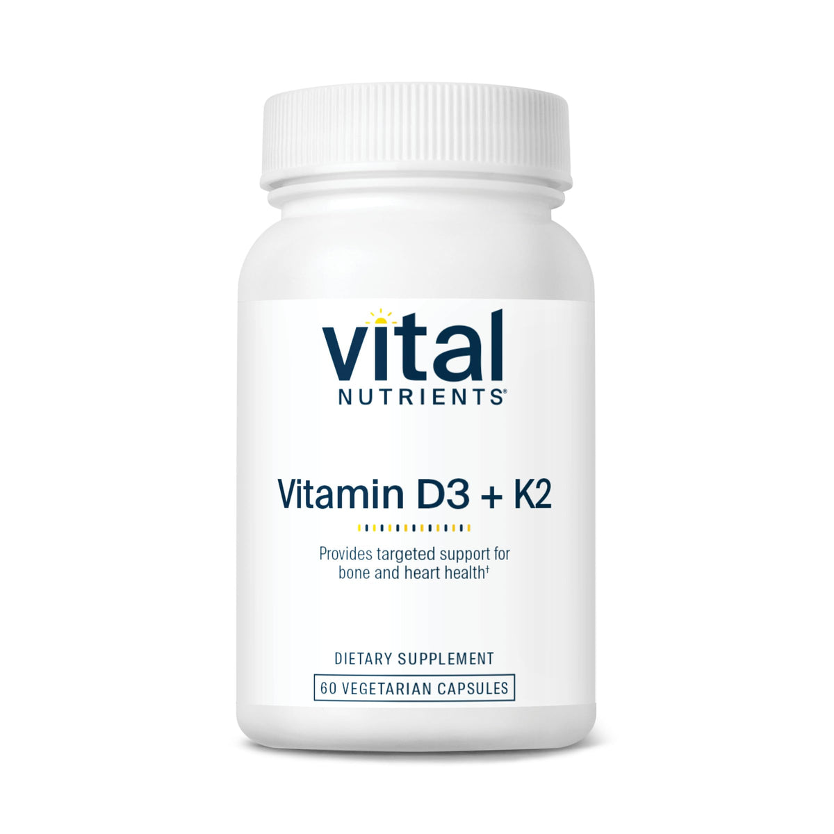 Vital Nutrients D3 + K2 2000 UI capsules devant un fond blanc