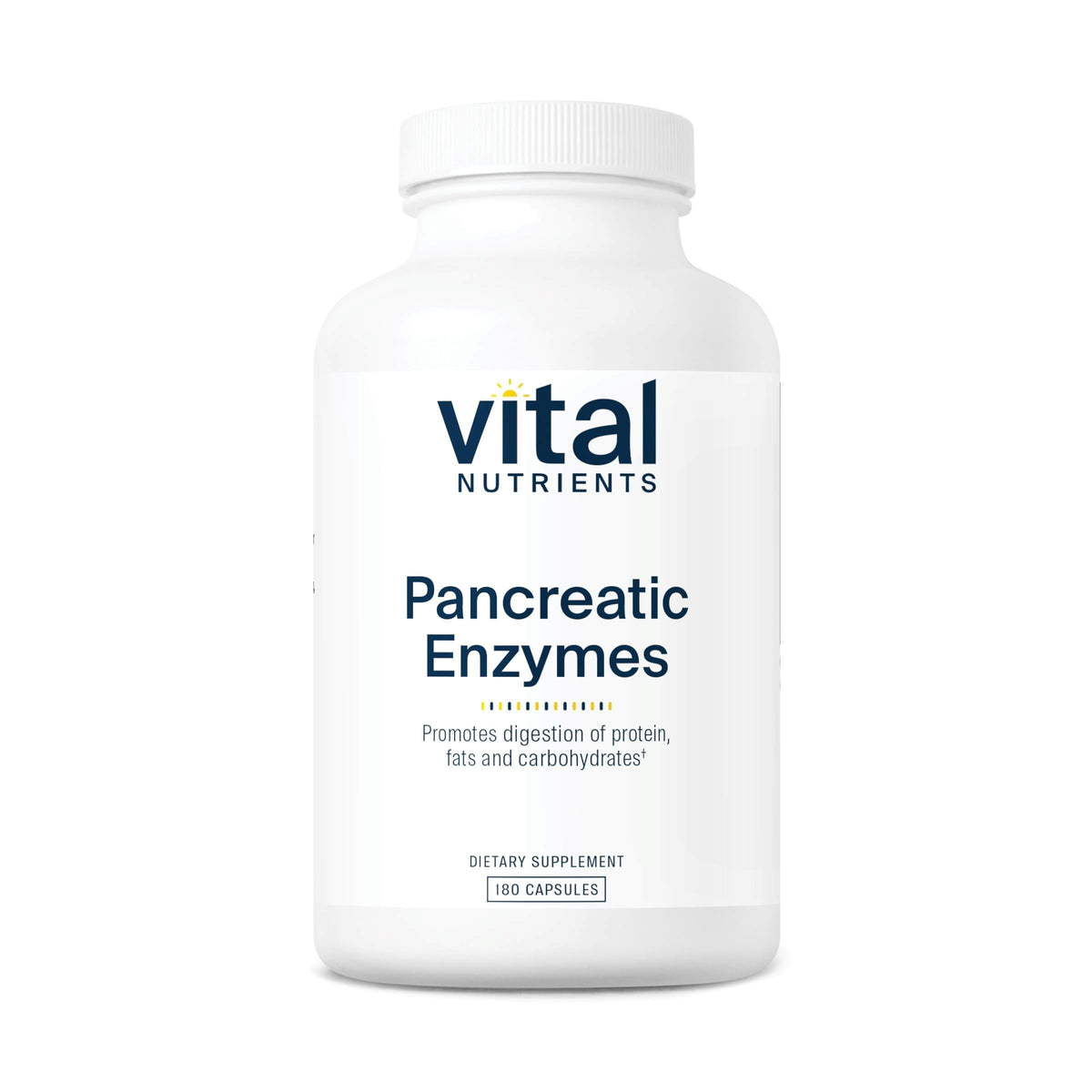 Vital Nutrients Enzymes Pancréatiques 1 000mg flacon de 180 capsules vue de face