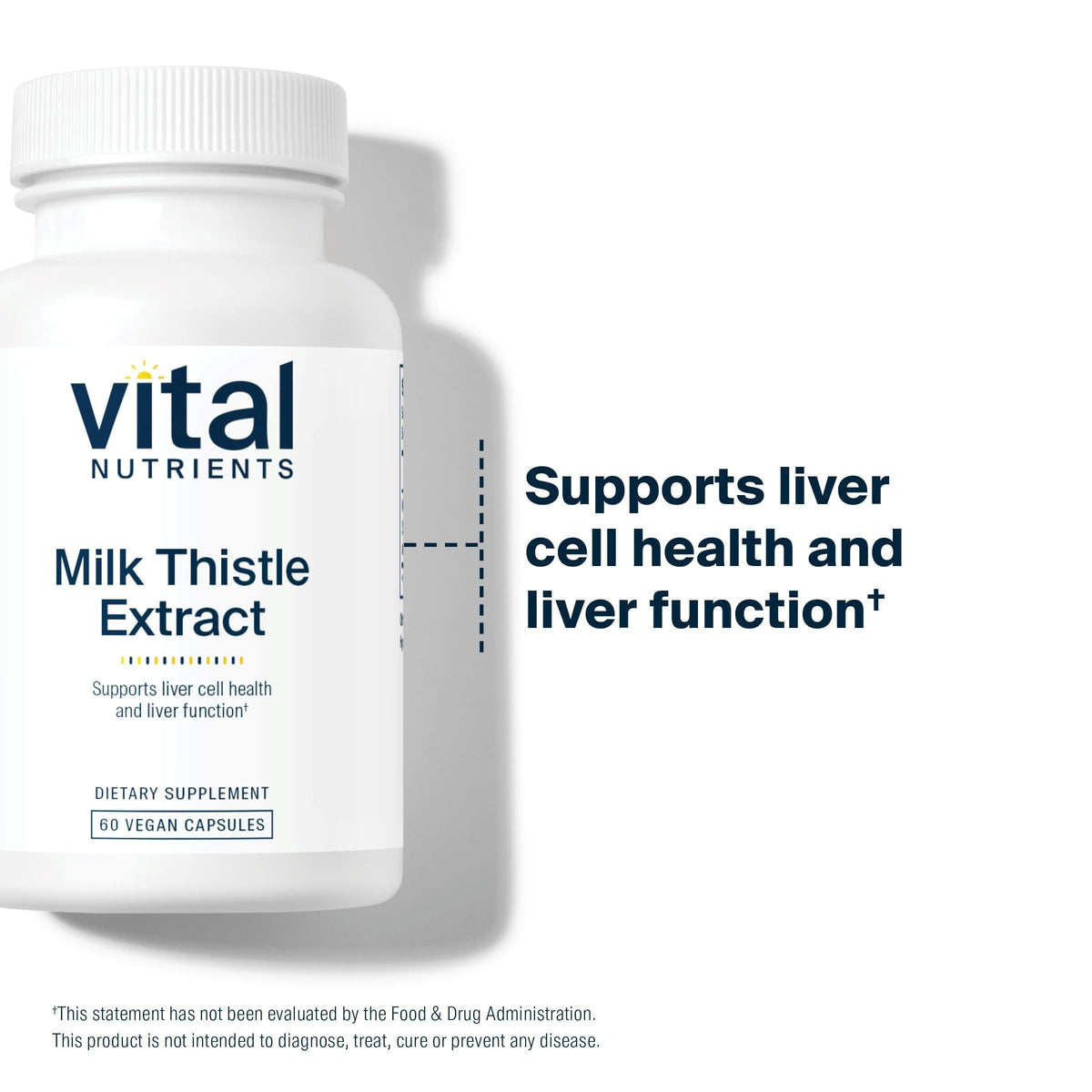 Vital Nutrients Extrait de Chardon-Marie 250mg capsules sur fond blanc