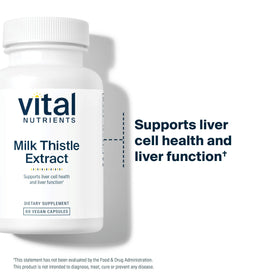 Vital Nutrients Extrait de Chardon-Marie 250mg capsules sur fond blanc
