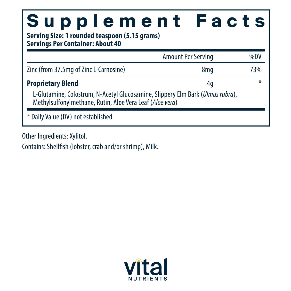 Vital Nutrients GI Repair Powder 40 servings packaging