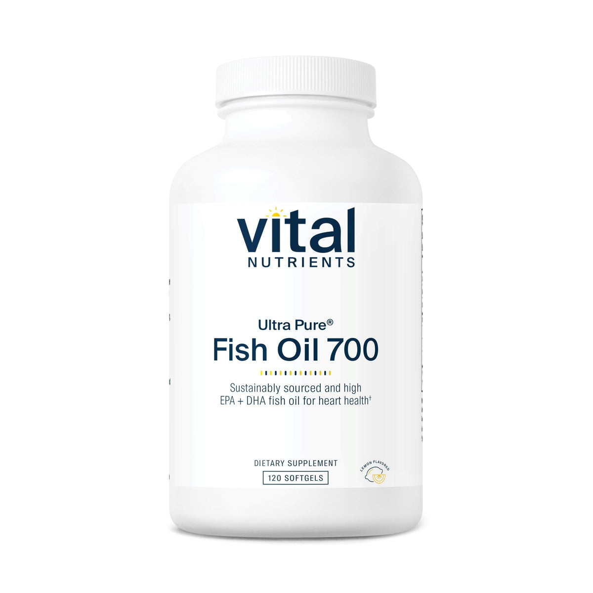 Vital Nutrients Huile de Poisson Ultra Pure 700 120 gélules vue de face