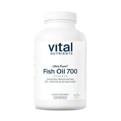 Vital Nutrients Huile de Poisson Ultra Pure 700 120 gélules vue de face