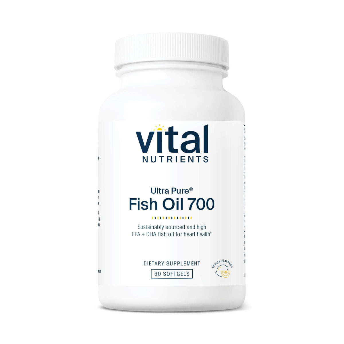 Vital Nutrients Huile de poisson ultra pure 700 mg 60 gélules - vue de face