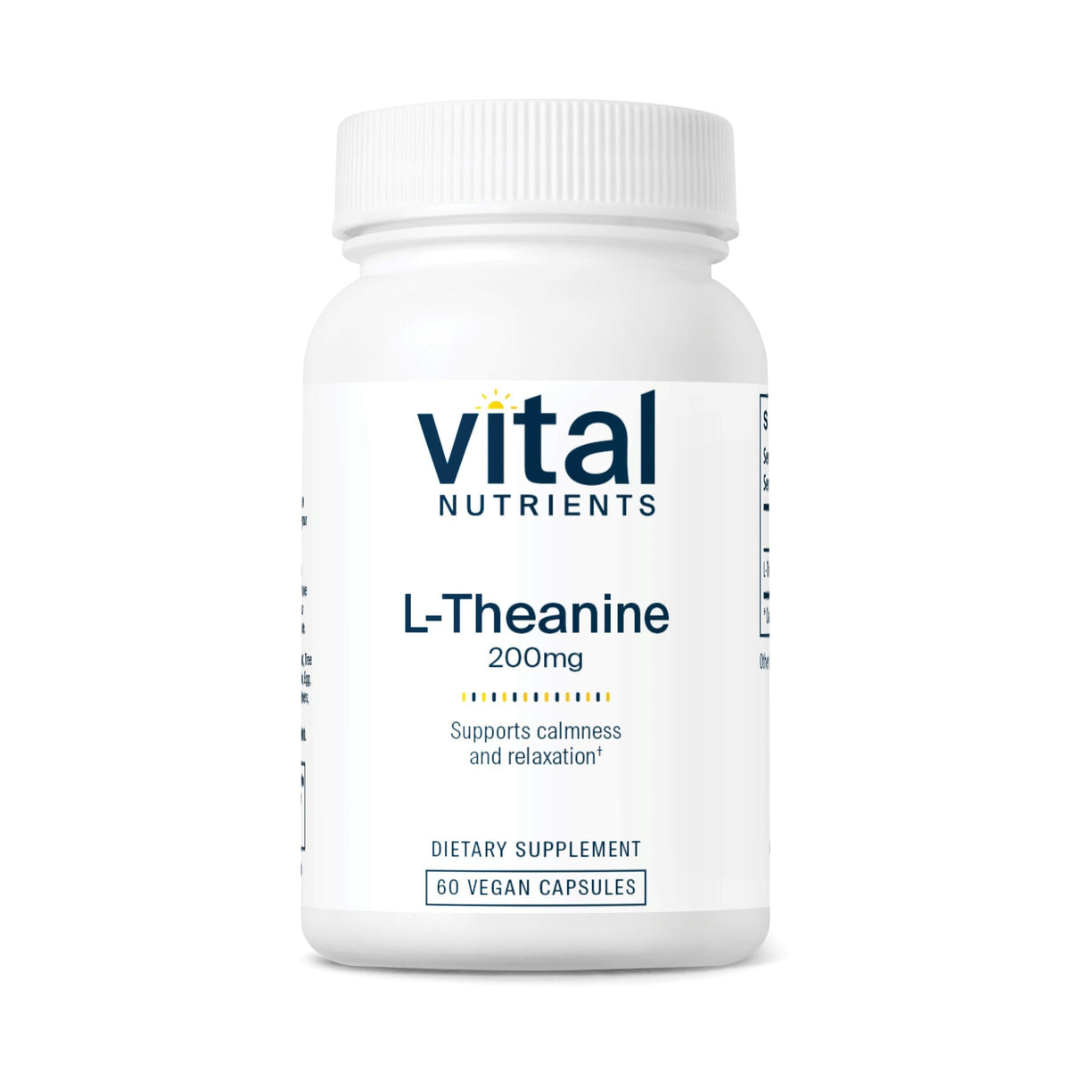 Vital Nutrients L-Theanine 200mg 60 capsules vue de face