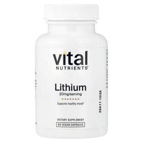 Vital Nutrients Lithium Orotate 20mg 90 Capsules vue de face