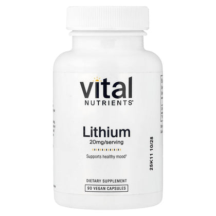 Vital Nutrients Lithium Orotate 20mg 90 Capsules vue de face