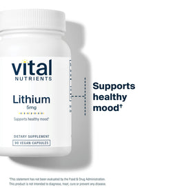 Vital Nutrients Lithium Orotate 5mg, étiquette de la bouteille