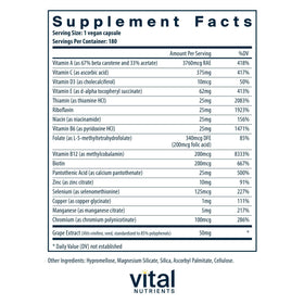 Vital Nutrients Multivitamine Essentielle 180 Capsules vue arrière
