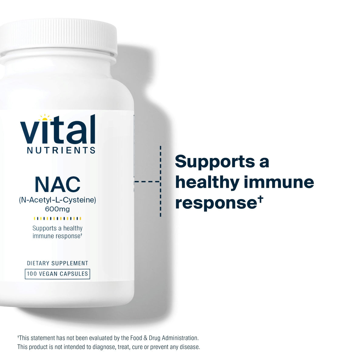 Vital Nutrients NAC 600mg capsules avec un verre d'eau