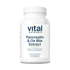 Vital Nutrients Pancréatine & Extrait de Bile de Bœuf 500mg, 120 capsules, vue de face