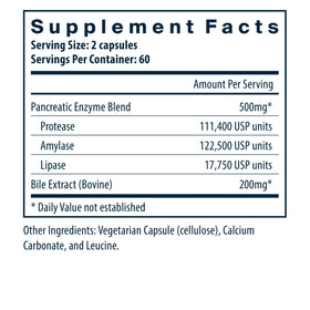 Vital Nutrients Pancréatine & Extrait de Bile de Bœuf 500mg, capsules ouvertes