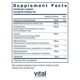 Vital Nutrients Soutien Hépatique 120 Capsules avec étiquette visible