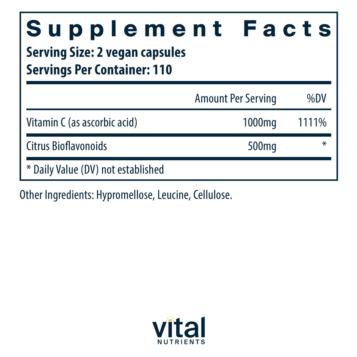 Vital Nutrients Vitamine C 220 capsules côté