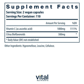 Vital Nutrients Vitamine C 220 capsules côté