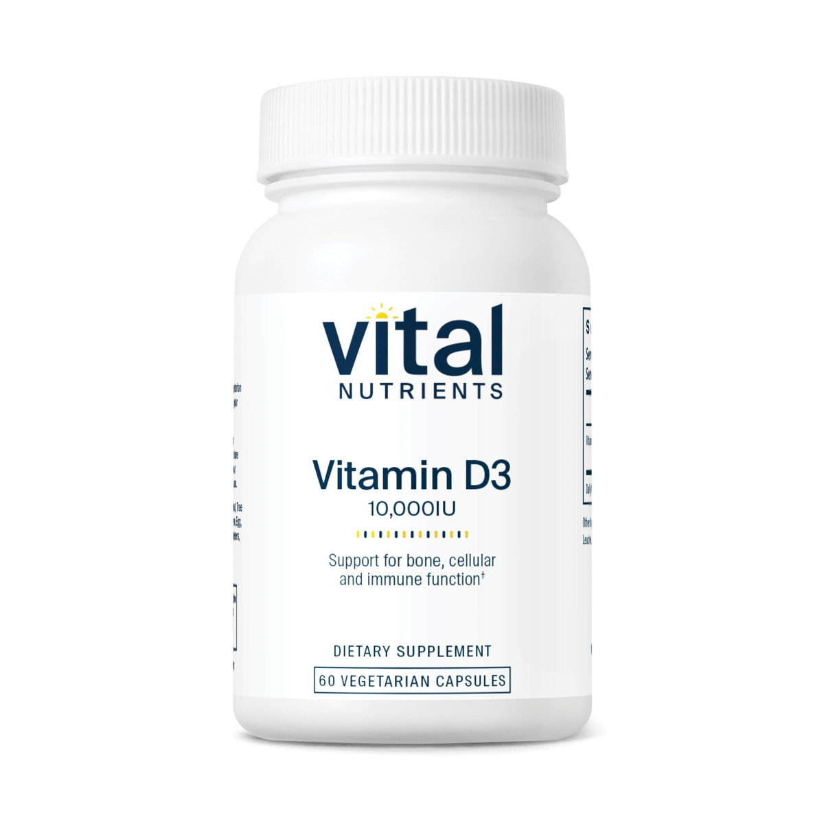 Vital Nutrients Vitamine D 10 000 UI 60 capsules vue de face