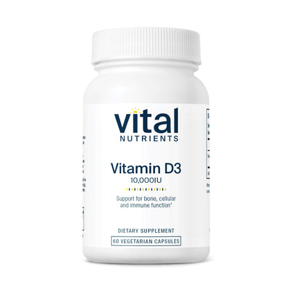 Vital Nutrients Vitamine D 10 000 UI 60 capsules vue de face