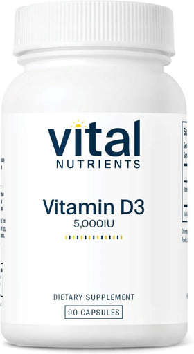 Vital Nutrients Vitamine D 5 000 UI 90 capsules vue de face