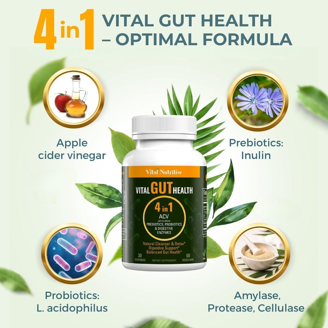 VITAL NUTRITIVE Complément Alimentaire 4-en-1 Vinaigre de Pomme emballage