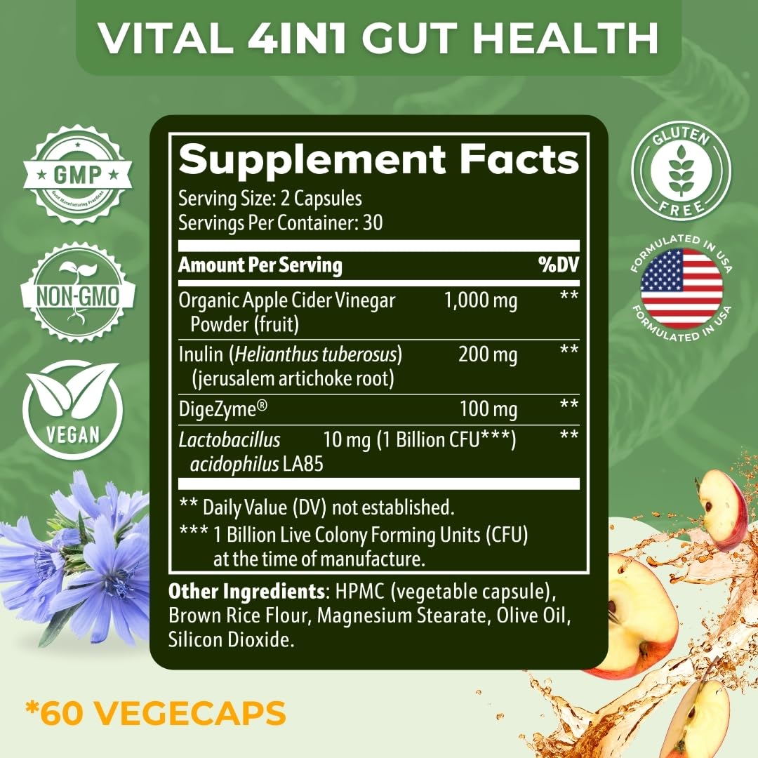VITAL NUTRITIVE Complément Alimentaire 4-en-1 Vinaigre de Pomme vue de côté