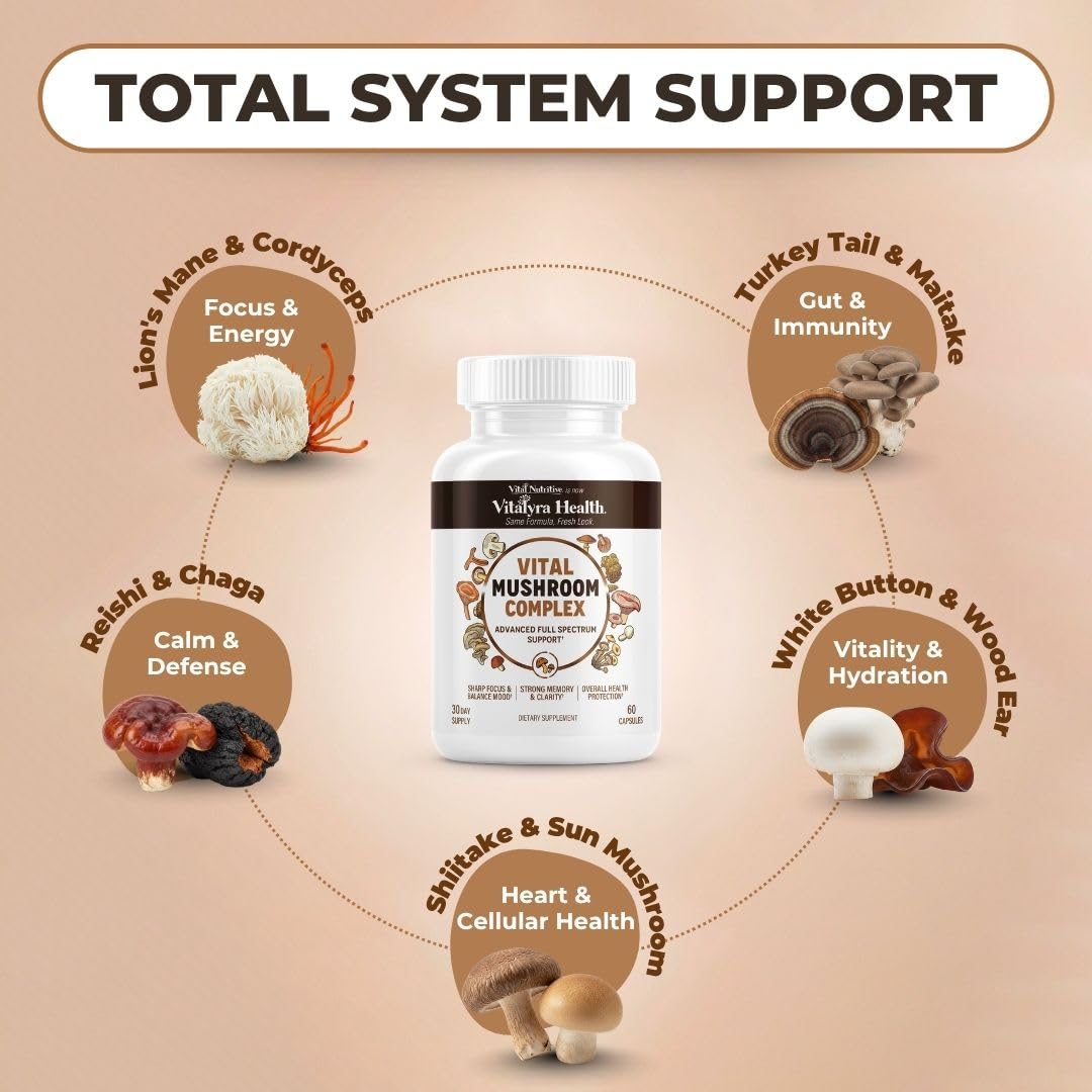 VITAL NUTRITIVE Complément Alimentaire Champignon 10-en-1, capsules végétales