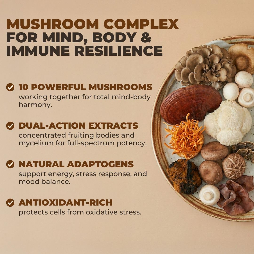 VITAL NUTRITIVE Complément Alimentaire Champignon 10-en-1, vue arrière