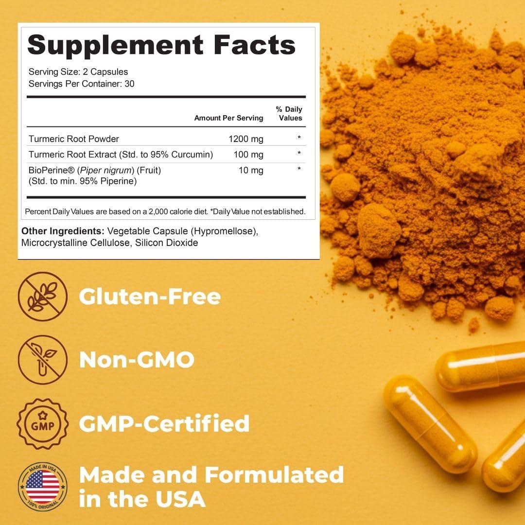 VITAL NUTRITIVE Curcuma Curcumine 655mg capsules en gros plan