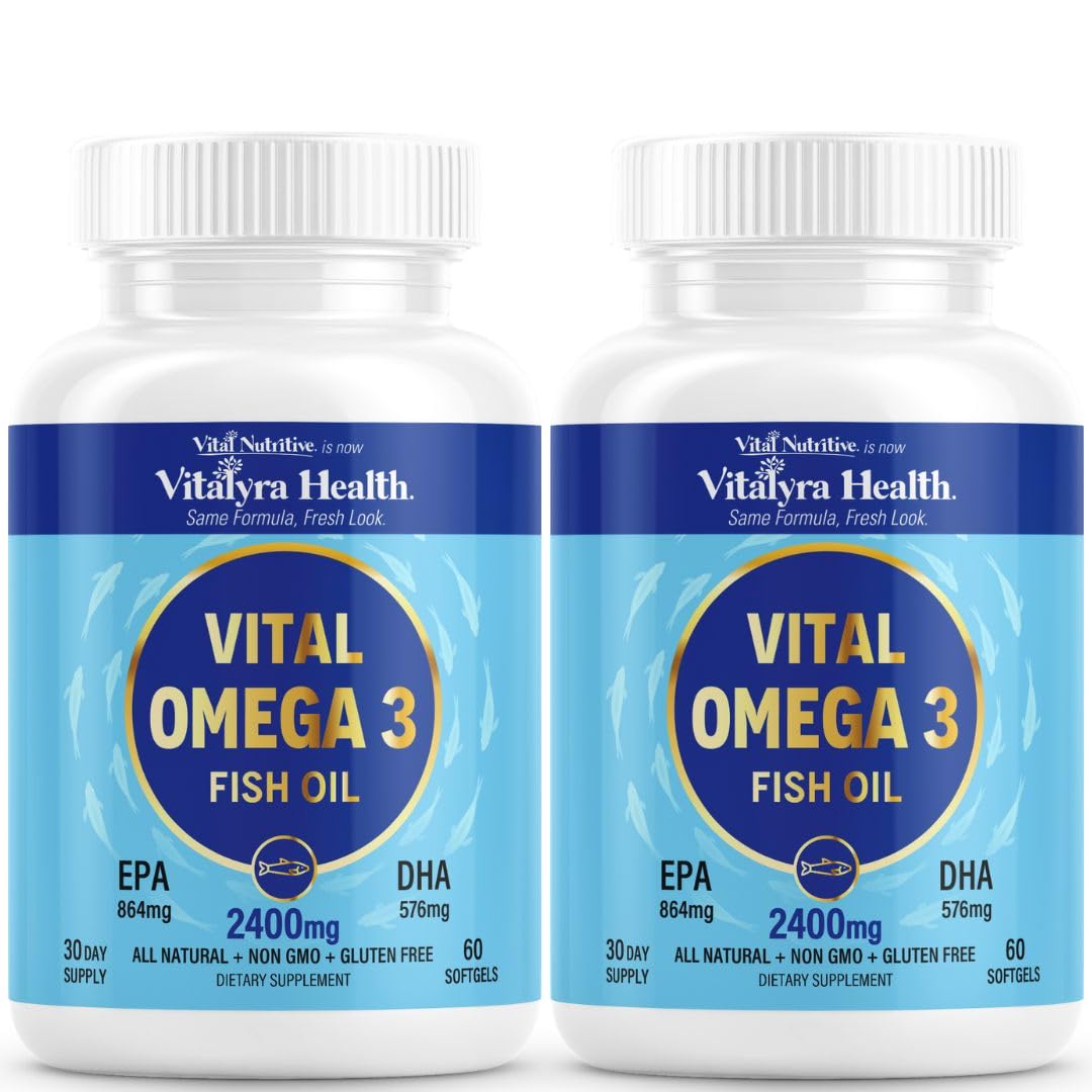 VITAL NUTRITIVE Huile de Poisson Omega 3 2400mg avant avec étiquette