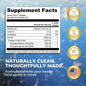 VITAL NUTRITIVE Huile de Poisson Omega 3 2400mg avec vue de la boîte