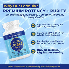 VITAL NUTRITIVE Huile de Poisson Omega 3 2400mg gélules au citron