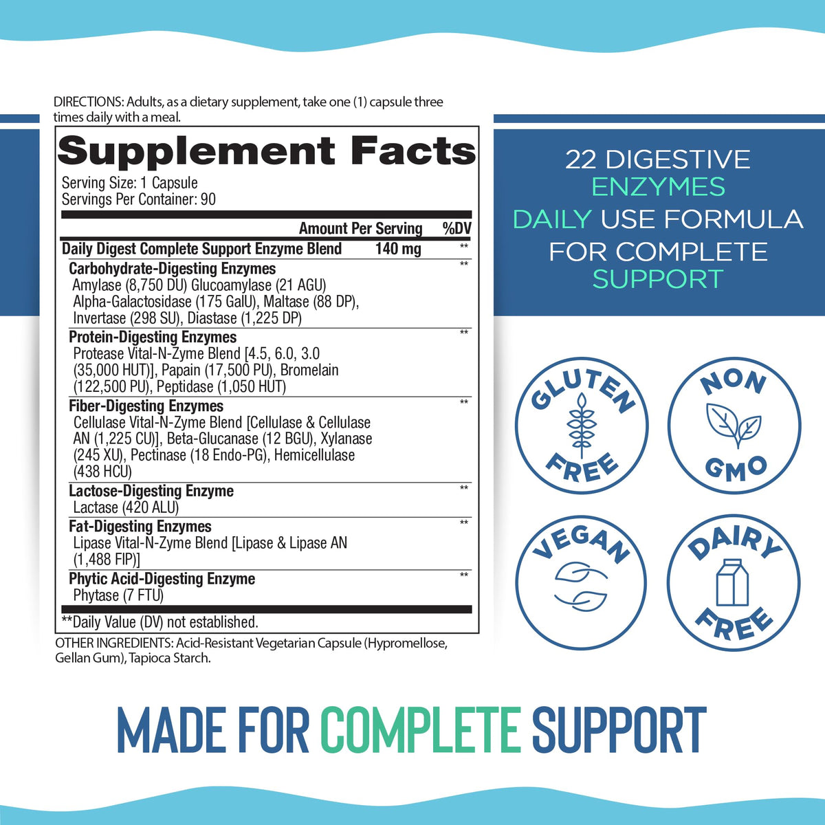 Vital Planet Enzymes daily, emballage et étiquette