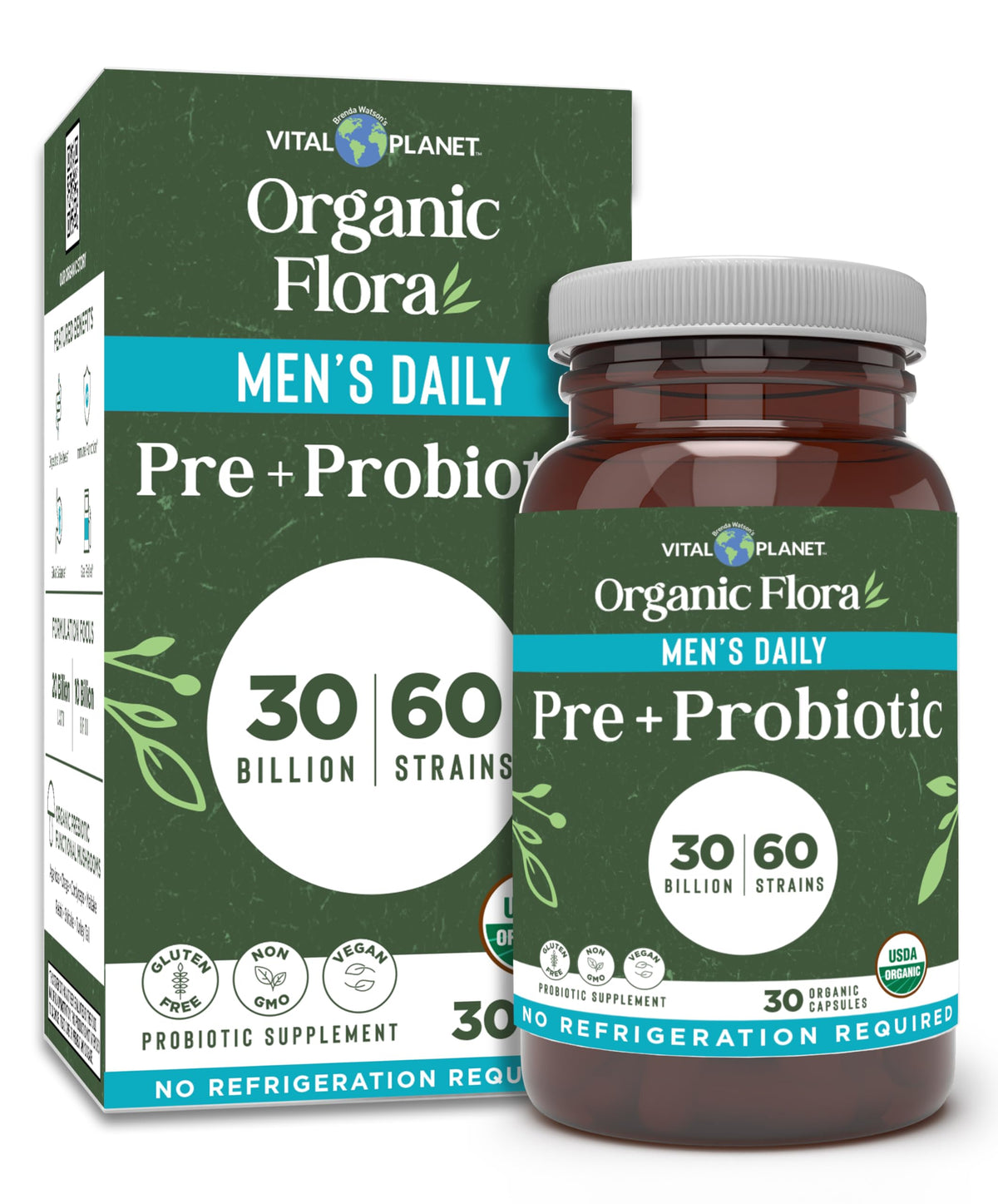 Vital Planet Probiotiques Bio pour Hommes 30 capsules vue de face