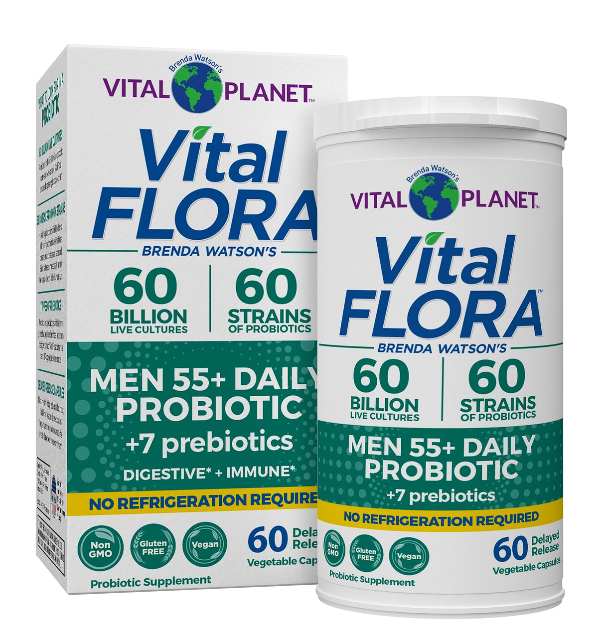 Vital Planet Vital Flora Probiotique Homme 55+ 60 capsules vue de face