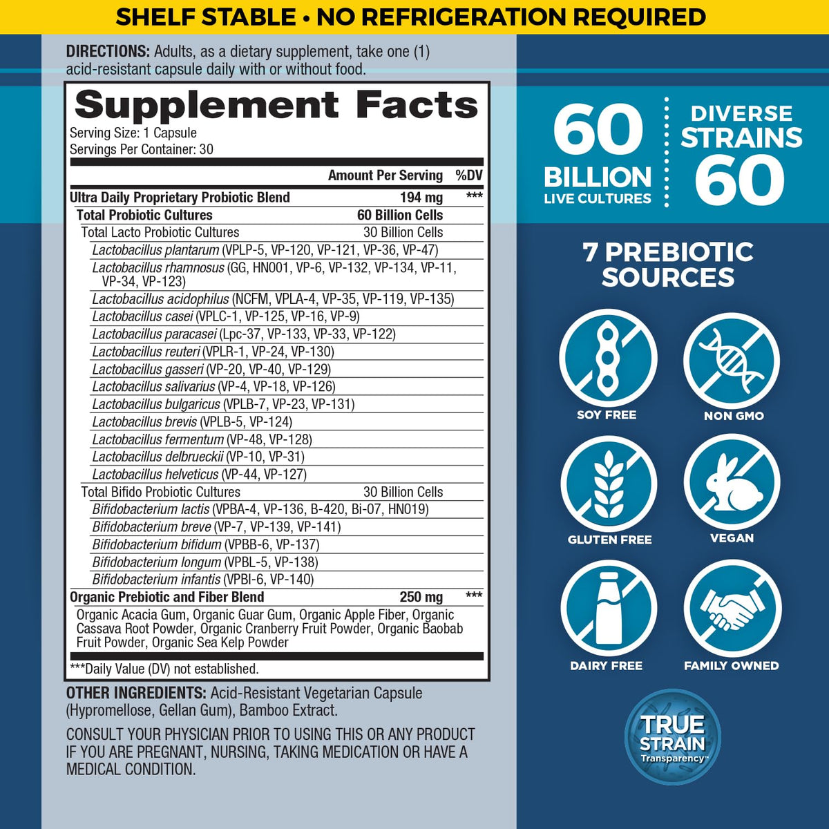 Vital Planet Vital Flora Ultra Probiotique 30 capsules arrière