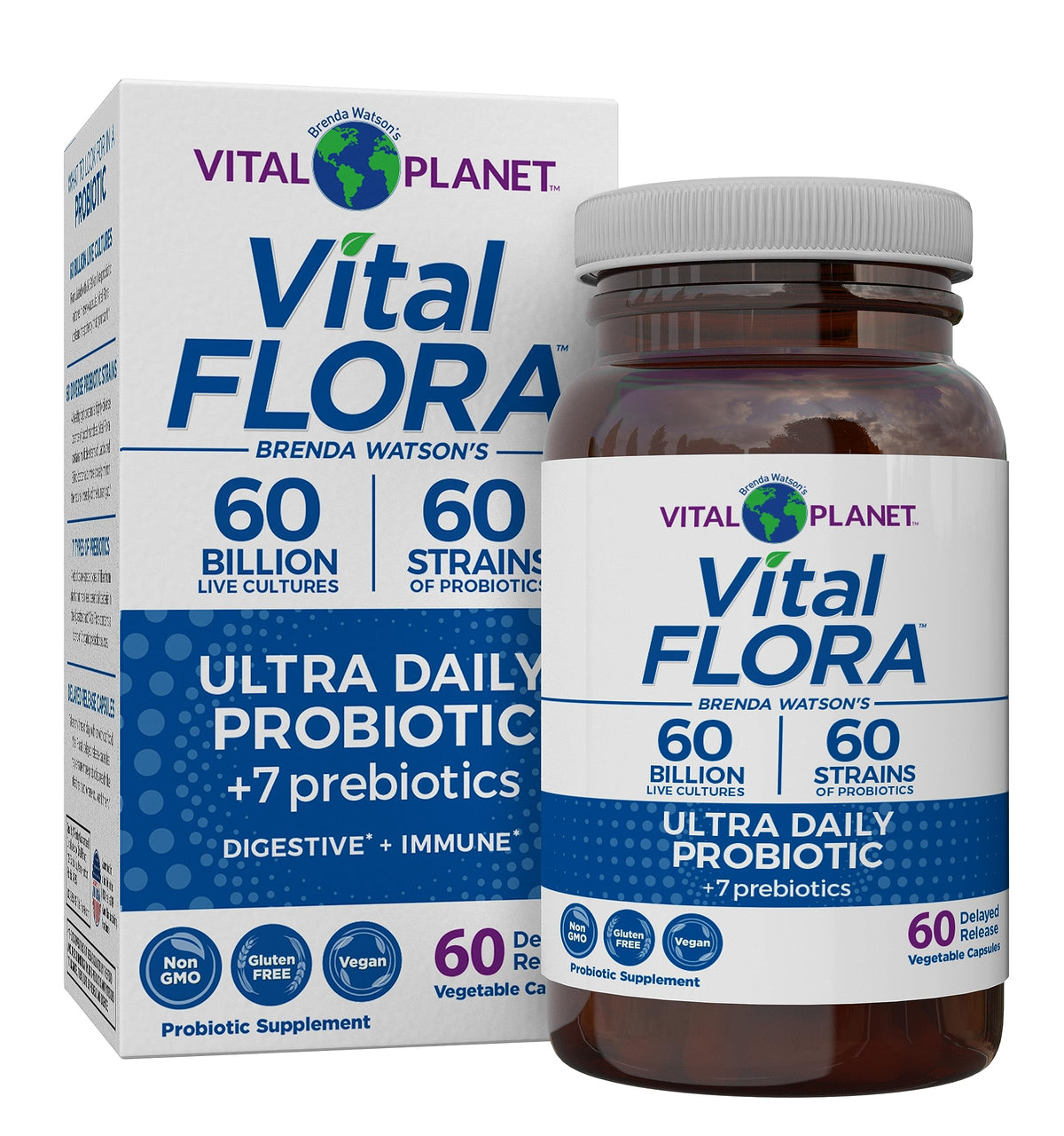 Vital Planet Vital Flora Ultra Probiotique 60 Capsules, vue de face