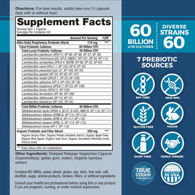 Vital Planet Vital Flora Ultra Probiotique, capsules ouvertes sur une table