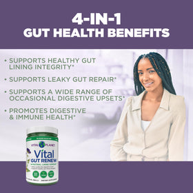 Vital Planet Vital Gut Renew Poudre 6000mg L-Glutamine 490g en préparation dans un verre d'eau