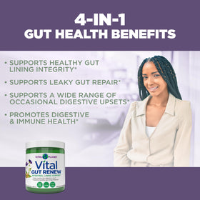 Vital Planet Vital Gut Renew Poudre 6000mg L-Glutamine étiquette